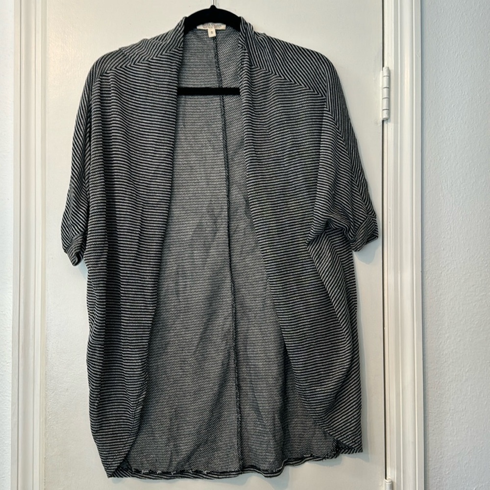 Women’s Rolla Coaster Gray Shrug Open Front Sweater Loose Knit 3/4 Sleeve Small